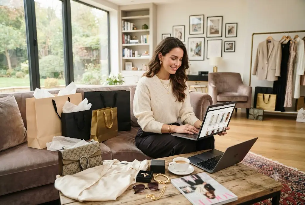 Online Fashion Stores: Your Complete Guide to Smarter Fashion Shopping Woman browsing online fashion stores while shopping for stylish clothing at home