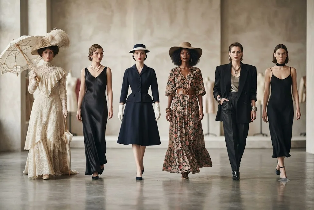Women’s Fashion Through the Decades: How Style Has Evolved Over Time Women's fashion through the decades featuring iconic styles from the 1900s to the 1990s